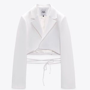 Zara crop blazer with wrap tie